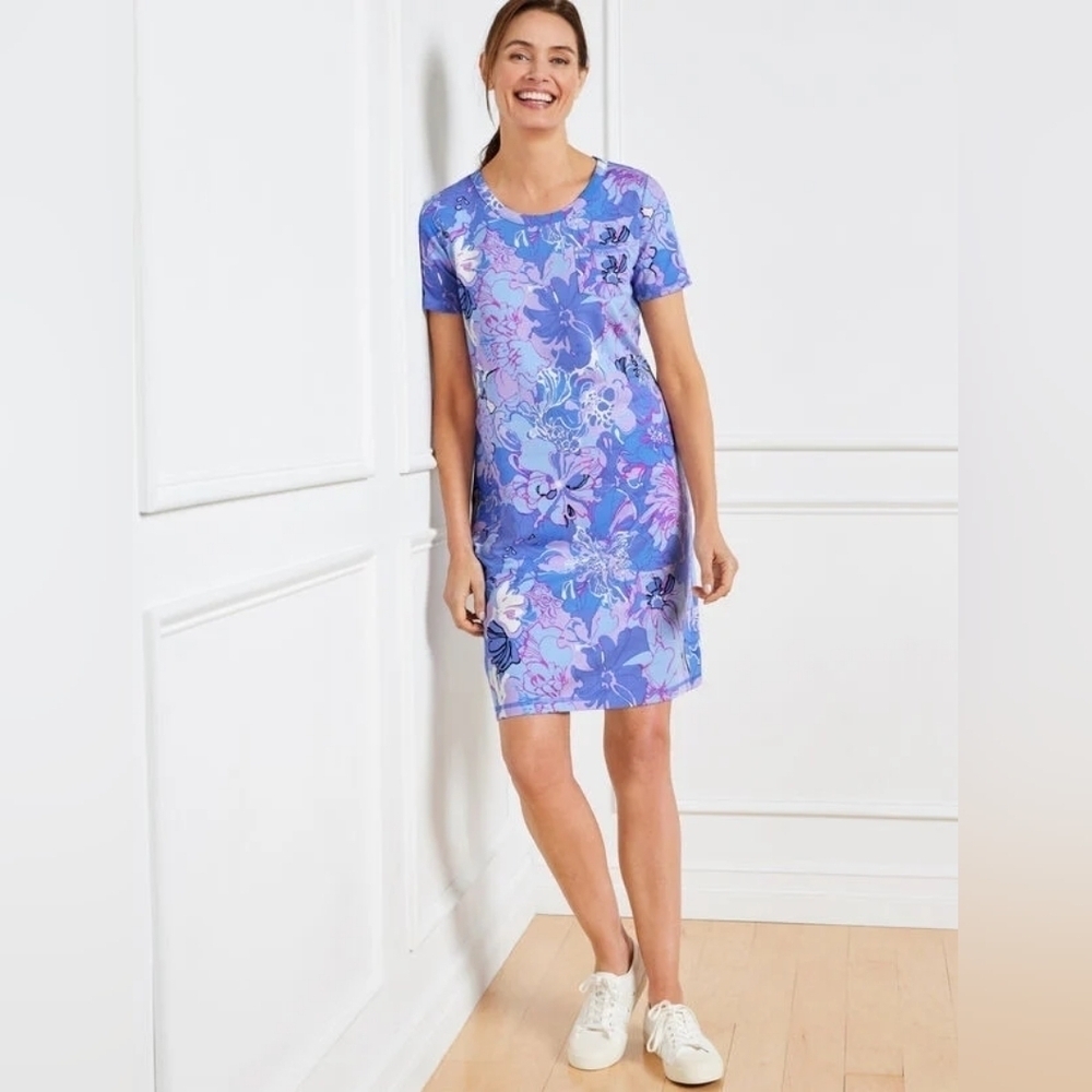 T By Talbots Patch Pocket T Shirt Dress Expressive Floral MP